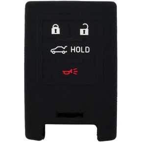 SEGADEN Silicone Cover Protector Case Holder Skin Jacket Compatible with CADILLAC CHEVROLET 4 Button Smart Remote Key Fob CV4773 Black