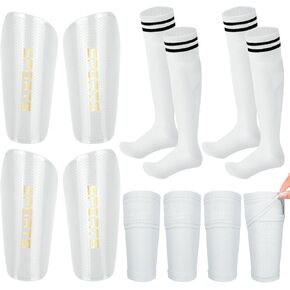 Soccer Shin Guards for Kids 2 Pairs Shin Guards Soccer with Shin Sleeves and Long Soccer Socks for Kids Shin Pads for Soccer Games Reduce Shocks and Injuries