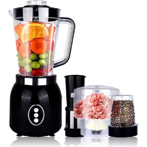 4 in 1 Food Processor Blender Combo for Kitchen 3 Cups ,61oz Large Capacity Multi-functional Professional Countertop Blenders,Smoothie Soybean Milk Maker for Shakes and Smoothies,Mixer Grinder for Meat, Vegetables, Fruits,Beans ,Ice Crusher with filter 6 