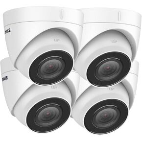 ANNKE C500 4 كاميرات أمان PoE IP بدقة 5 ميجابكسل، نظام كاميرا IP برج مع تسجيل صوتي 24/7، رؤية ليلية 100 قدم EXIR 2.0، H.265+، IP67 مقاوم للطقس للداخل الخارجي، دعم العمل إلى Alexa