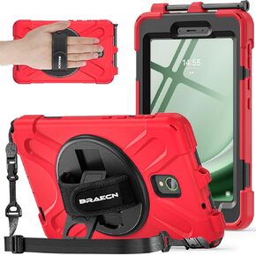 BRAECNstock for Samsung Galaxy Tab Active 5/ Active 3 Case 8 inch with Screen Protector Shockproof Protective Galaxy Tab Active 5/3 Tablet Cover for Kids Rotating Hand Strap + Stand Pen Holder - Black