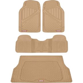 Motor Trend FlexTough Performance All Weather Rubber Car Floor Mats with Cargo Liner - Full Set Front & Rear Floor Mats for Cars Truck SUV, Automotive Floor Mats (Black) in Saudi Arabia