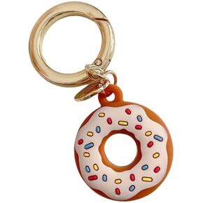 Cute Fashion 3D Chocolate Donuts Dessert Silicone Cover for Apple Airtag Case with Keychain Ring Holder Anti-Lost Shockproof Protective Cover for Airtags Accessories -Shark
