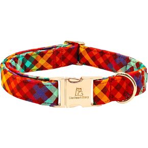 Lionheart glory Plaid Dog Collars Fall Halloween Dog Collar Heavy Durable Comfortable Adjustable Dog Collar for Medium Collar Dogs Female or Male Dog Collar Cute Pet Gift