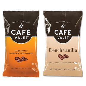 عبوات قهوة Café Valet العادية المشوية الداكنة - 84 قطعة - للاستخدام مع ماكينات صنع القهوة ذات الخدمة الفردية من Café Valet - سلة مشروبات يمكن التخلص منها وحزمة قهوة