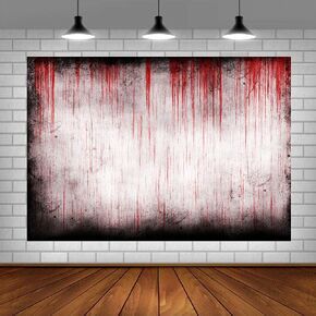 Lofaris Halloween Photography Backdrop - 7x5ft Bloody Grungy Wall Background Murder Crime Horror Theme - Birthday Party Decorations Red Blood Dripping Zombie