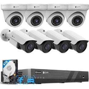 16 Channel PoE Security Camera System with Mic, Ultra HD NVR with 4TB HDD, AI Human Vehicle Detection, 8 Dome 8 Bullet 5MP IP67 Commercial IP Camera Night Vision, 24/7 Recording, LYH37E5M1616