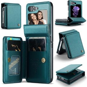 COVO for Samsung Galaxy Z Flip 5 Case Wallet with RFID Blocking Credit Card Holder, Flip 5 PU Leather Protective Cover Kickstand Case Women Men for Samsung Z Flip 5 Wallet Case Purple