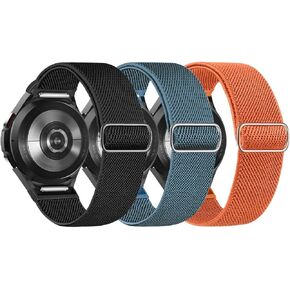 3 Pack One Click No Gap Band Compatible with Samsung Galaxy Watch 7/6/5/4 Bands 40mm 44mm,Galaxy Watch 5 Pro Band 45mm/Watch 4/6 Classic Bands 47mm 43mm 46mm 42mm, Soft Nylon Solo Loop Strap for Women/Men