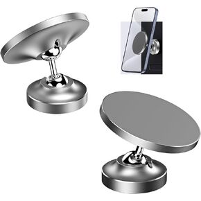 Dual Magnetic Foldable Mobile Phone Holder, 360° Adjustable Rotating Strong Magnetic Holder, with Two Magnets, Suitable for All Mobile Phones, for Gyms, Kitchens, bathrooms, Cars (Black)