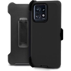 Designed for Motorola Moto G 5G 2024 Case with Belt Clip, Holster Phone Case - Heavy Duty Protective Case with Built in Screen Protector (Rugged Black)