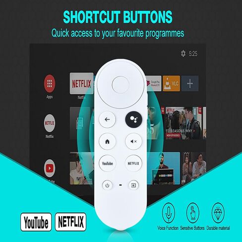 جهاز التحكم عن بعد الصوتي البديل مناسب لمشغل وسائط Google Chromecast 4k Snow Streaming Media Player G9N9N GA01920-US GA01919-US GA01919-US GA01919REM GA02464-US GA02463-US GA01409-US GA01923-US (جهاز التحكم عن بعد فقط) in Saudi Arabia