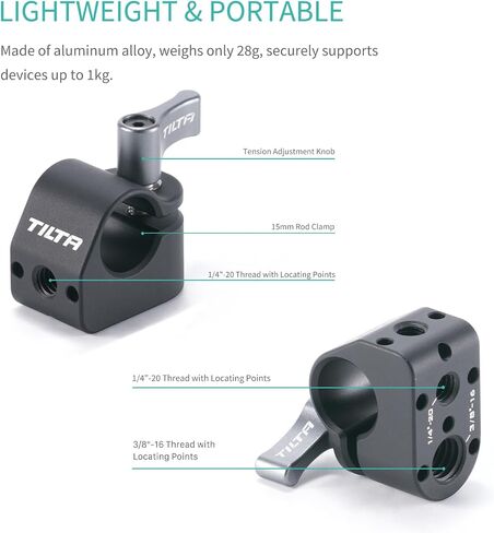 Tilta 15mm Rod Holder to Mounting Block – Black | Universal | 15MM CLAMP | Lightweight | Durable | TA-15RH-MB-B in Saudi Arabia