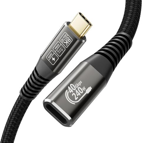 USB-C for Thunderbolt 4 Extension Cable 40Gbps Data Transfer, USB c Male to USB c Female Cable, 8K Display/PD 240W, Compatible with Thunderbolt 3/USB 4/3/SSD eGPU 2M/6.6FT in Kuwait