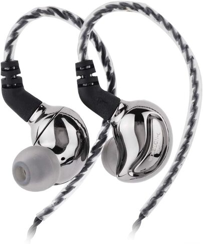 Linsoul BLON BL03 HiFi 10mm Carbon Diaphragm Dynamic Driver in-Ear Earphone IEM with 0.78mm 2pin Detachable Cable (with mic, Silver) in Saudi Arabia