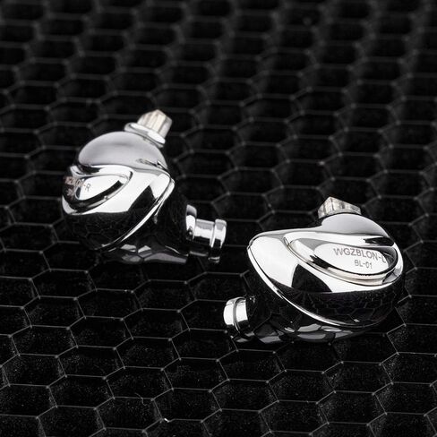 Linsoul BLON BL03 HiFi 10mm Carbon Diaphragm Dynamic Driver in-Ear Earphone IEM with 0.78mm 2pin Detachable Cable (with mic, Silver) in Saudi Arabia
