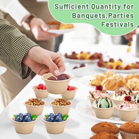 cezoyx 300 حزمة 2 أوقية أكواب ألياف قصب السكر الطبيعية، أكواب بهار ورقية يمكن التخلص منها، أكواب تذوق قابلة للتحلل، أكواب جزء عينة لجيلو شوت، سوفلي، بهار، صلصة in Kuwait