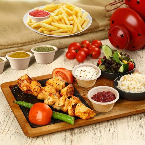 cezoyx 300 حزمة 2 أوقية أكواب ألياف قصب السكر الطبيعية، أكواب بهار ورقية يمكن التخلص منها، أكواب تذوق قابلة للتحلل، أكواب جزء عينة لجيلو شوت، سوفلي، بهار، صلصة in Kuwait