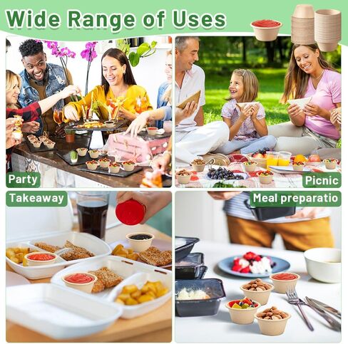 cezoyx 300 حزمة 2 أوقية أكواب ألياف قصب السكر الطبيعية، أكواب بهار ورقية يمكن التخلص منها، أكواب تذوق قابلة للتحلل، أكواب جزء عينة لجيلو شوت، سوفلي، بهار، صلصة in Kuwait