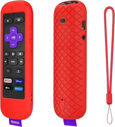غطاء جهاز تحكم عن بعد من السيليكون متوافق مع جهاز Roku Ultra 2022 New 4K Voice Remote Pro، جراب مضاد للانزلاق لجهاز Roku Streaming Stick 4K+ Control، منفذ شحن محجوز، أحمر in Kuwait