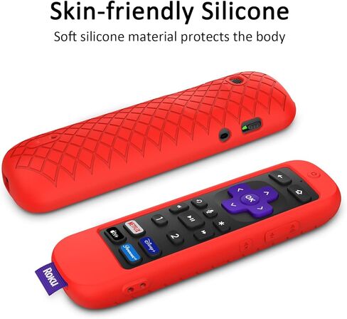 غطاء جهاز تحكم عن بعد من السيليكون متوافق مع جهاز Roku Ultra 2022 New 4K Voice Remote Pro، جراب مضاد للانزلاق لجهاز Roku Streaming Stick 4K+ Control، منفذ شحن محجوز، أحمر in Kuwait