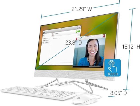 HP 2022 أحدث كمبيوتر مكتبي الكل في واحد، شاشة لمس FHD مقاس 23.8 بوصة، Intel Core i7-10510U، ذاكرة الوصول العشوائي 16 جيجابايت، 512 جيجابايت SSD، واي فاي، HDMI، RJ-45، كاميرا ويب، لوحة مفاتيح وماوس سلكية، Windows 11 Home، فضي in Saudi Arabia