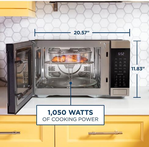 GE 3-in-1 Countertop Microwave Oven | Complete With Air Fryer, Broiler & Convection Mode | 1.0 Cubic Feet Capacity, 1,050 Watts | Kitchen Essentials for the Countertop or Dorm Room | Stainless Steel in Saudi Arabia