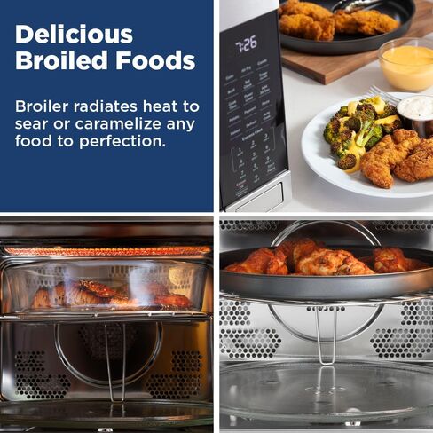 GE 3-in-1 Countertop Microwave Oven | Complete With Air Fryer, Broiler & Convection Mode | 1.0 Cubic Feet Capacity, 1,050 Watts | Kitchen Essentials for the Countertop or Dorm Room | Stainless Steel in Saudi Arabia