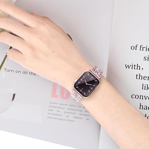 Metal Strap for Apple Watch Band 42mm(Series 10)/41mm/40mm/38mm, Bling Stainless Steel Bracelet Work for Apple Watch Bands Series 9 8 7 SE 6 5 4 3, Elegant Jewelry Bangle for iWatch Women Rose Gold in Kuwait
