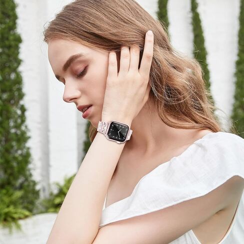 Metal Strap for Apple Watch Band 42mm(Series 10)/41mm/40mm/38mm, Bling Stainless Steel Bracelet Work for Apple Watch Bands Series 9 8 7 SE 6 5 4 3, Elegant Jewelry Bangle for iWatch Women Rose Gold in Kuwait
