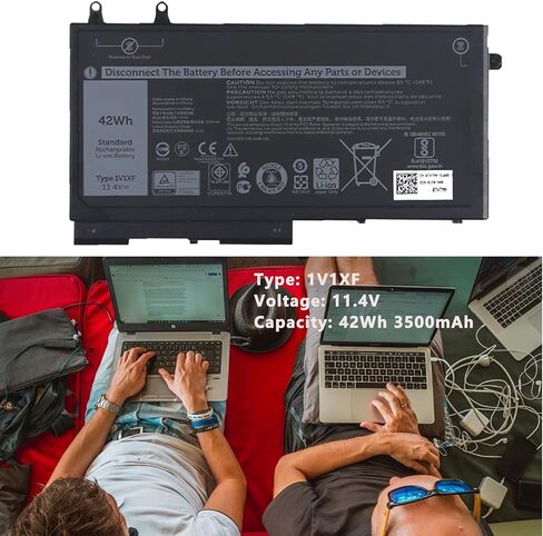 1V1XF 07VTMN Laptop Battery Replace for Dell Latitude 5400 5410 5500 5510 Precision 3540 3550 Inspiron 7590 7591 7791 2-in-1 Series 01V1XF XV8CJ R8D7N 4GVMP RF7WM 9JRYT X77XY 11.4V 42Wh 3-Cell in Kuwait