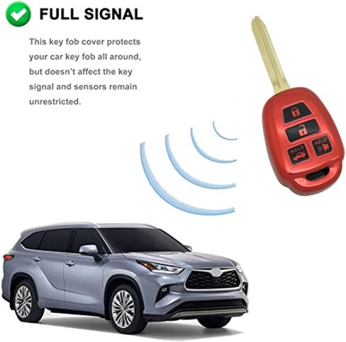 حافظة غطاء مفتاح فوب تناسب تويوتا كامري أفالون كورولا RAV4 هايلاندر فينزا 4 أزرار حامل جهاز التحكم عن بعد حامي الجلد ملحقات أكمام الدخول بدون مفتاح (أحمر) in Saudi Arabia