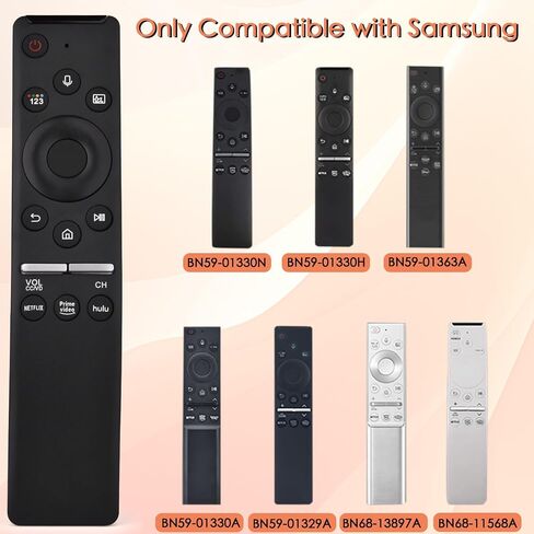 بديل لجهاز التحكم عن بعد Samsung-TV، التحكم الصوتي الذكي المتوافق مع BN59-1312A، لتلفزيونات Samsung 2018-2023 ذات الإطار المنحني QLED LED LCD 8K 4K، مع 3 اختصارات NEFTLIX، Prime Video، Hulu in Saudi Arabia