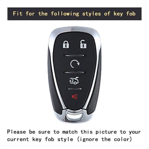 TANGSEN Key Fob Case Compatible with Chevrolet Chevy Blazer Camaro Cruze Equinox Malibu Sonic Traverse TRAX 5 Button Keyless Entry Remote Black Carbon Fiber Pattern ABS Blue Silicone Cover in Saudi Arabia