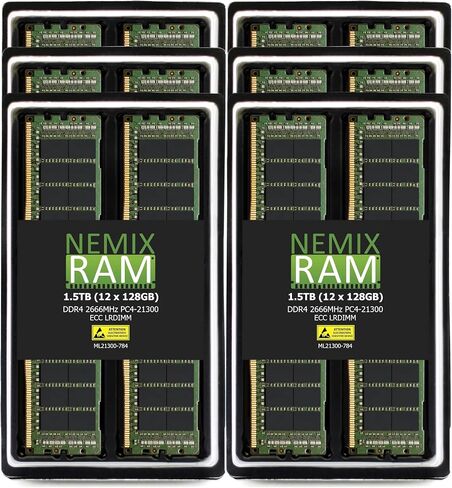 NEMIX RAM 512GB (4X128GB) DDR4 2666MHZ PC4-21300 8Rx4 1.2V 288-PIN ECC LRDIMM Load Reduced Server Memory KIT in Saudi Arabia