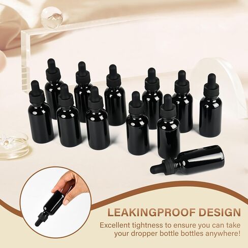 24 Pack,1oz Glass Dropper Bottle, Amber Tincture Bottles with Dropper,Pretty Finish for All Kinds of Liquids,Oil Bottles for Hair- Stronger Suction ideal for Leakproof Travel in Kuwait
