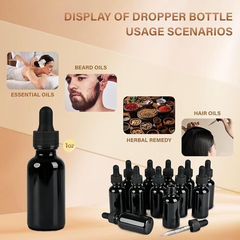 24 Pack,1oz Glass Dropper Bottle, Amber Tincture Bottles with Dropper,Pretty Finish for All Kinds of Liquids,Oil Bottles for Hair- Stronger Suction ideal for Leakproof Travel in Kuwait