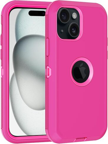 for iPhone 15 Case, with Built in Screen Protector Heavy Duty Drop Protection,Full Body 3 Layer Rugged Shockproof Dust Proof Tough Protective Phone Cover for Apple iPhone 15 Black in Kuwait