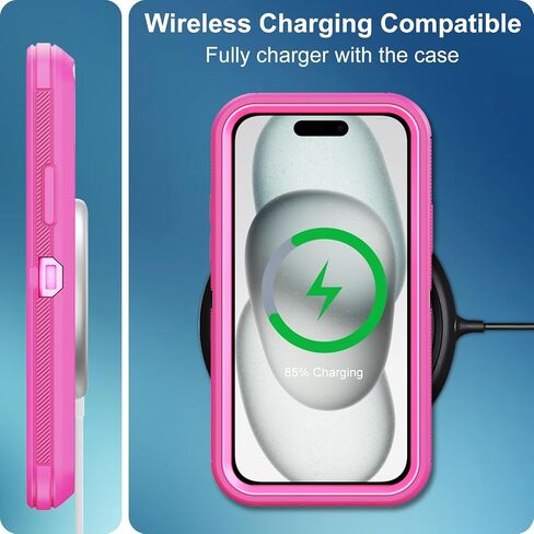 for iPhone 15 Case, with Built in Screen Protector Heavy Duty Drop Protection,Full Body 3 Layer Rugged Shockproof Dust Proof Tough Protective Phone Cover for Apple iPhone 15 Black in Kuwait