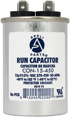 مكثف تشغيل أجزاء Appli للتيار المتردد 7.5 Mfd uF (microfarads) 370 VAC أو 450 VAC CBB65 مستدير عالمي مناسب لأنظمة التدفئة والتهوية وتكييف الهواء والتطبيقات الأخرى 2-1/2 بوصة ارتفاع 1-1/2 بوصة عرض CON-7.5-450 in Kuwait