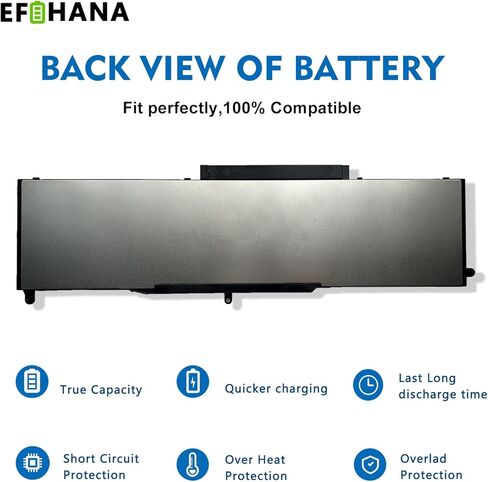 بطارية الكمبيوتر المحمول VG93N 92Wh متوافقة مع Dell Latitude 15 5580 5590 5591 E5580 E5590 E5591 Precision 15 3520 3530 M3520 M3530 Series Notebook WFWKK 0WFWKK 0VG93N 11.4V 92Wh 7666mAh 6 خلايا in Kuwait