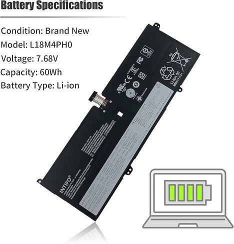 بطارية كمبيوتر محمول 60Wh L18M4PH0 متوافقة مع Lenovo Yoga C940-14IIL Yoga C940 14 SP/A Series Notebook L18C4PH0 5B10T11585 5B10T11586 5B10W67374 SB10W67323 [7.68V 60Wh 4-Cell] in Kuwait