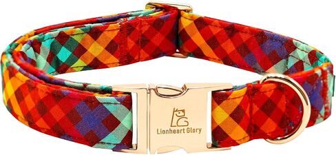 Lionheart glory Plaid Dog Collars Fall Halloween Dog Collar Heavy Durable Comfortable Adjustable Dog Collar for Medium Collar Dogs Female or Male Dog Collar Cute Pet Gift in Kuwait