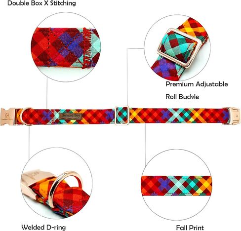 Lionheart glory Plaid Dog Collars Fall Halloween Dog Collar Heavy Durable Comfortable Adjustable Dog Collar for Medium Collar Dogs Female or Male Dog Collar Cute Pet Gift in Kuwait