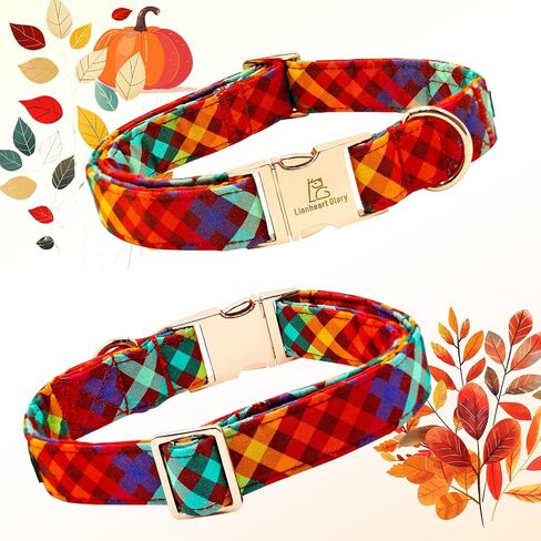 Lionheart glory Plaid Dog Collars Fall Halloween Dog Collar Heavy Durable Comfortable Adjustable Dog Collar for Medium Collar Dogs Female or Male Dog Collar Cute Pet Gift in Kuwait