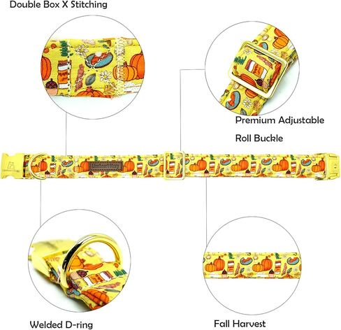 Lionheart Glory أطواق الكلاب الخريف الهالوين ياقة اليقطين الكلب ثقيل مريح قابل للتعديل طوق الكلب الوردي للكلاب ذات الياقات المتوسطة والبنات والأولاد طوق الكلب هدية لطيفة للحيوانات الأليفة in Kuwait