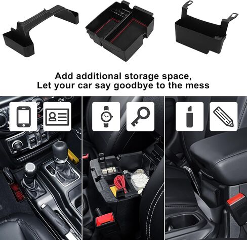 4PCS Center Console Organizer Compatible with 2018-2022 Jeep Wrangler JL JLU Accessories for Jeep Gladiator JT Accessories Gear Shift Side Tray Organizer,Hanging Armrest Storage Box,Co-Pilot Organizer in Kuwait