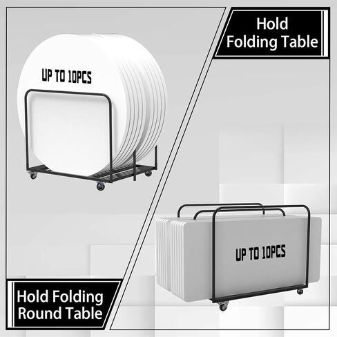 Folding Table Cart, Table Dolly with Swivel Caster Transport 6-8PCS Rectangular,Round Folding Tables 24In Width Panel Cart Have 3 Pole for Separating Area&Detachable Design Easy to Through Doorway in Saudi Arabia