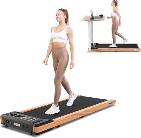 Walking Pad, Wooden Walking Pad Treadmill, Portable Under Desk Treadmill for Home Office, Compact Walking Jogging Running Machine with Remote Control and LED Display in Saudi Arabia