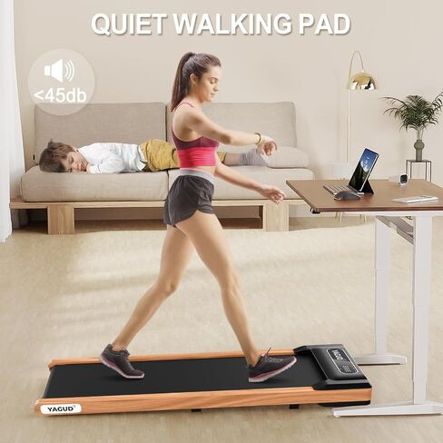Walking Pad, Wooden Walking Pad Treadmill, Portable Under Desk Treadmill for Home Office, Compact Walking Jogging Running Machine with Remote Control and LED Display in Saudi Arabia